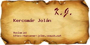 Kercsmár Jolán névjegykártya