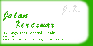 jolan kercsmar business card