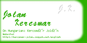 jolan kercsmar business card